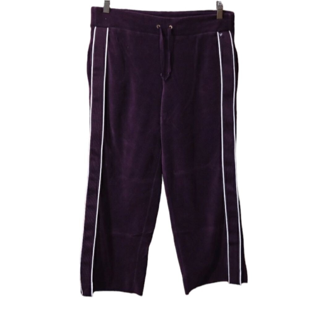 Lauren Ralph Lauren Burgundy Y2K Flared Cropped Athletic Athleisure Pants Velour